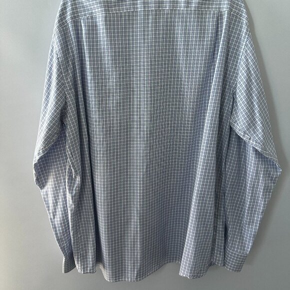 Marks & Spencer Blue, Purple & White Checked Men's Dress Shirt 100% Cotton - Picture 10 of 14